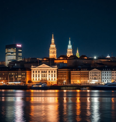 Helsinki cityscape at night